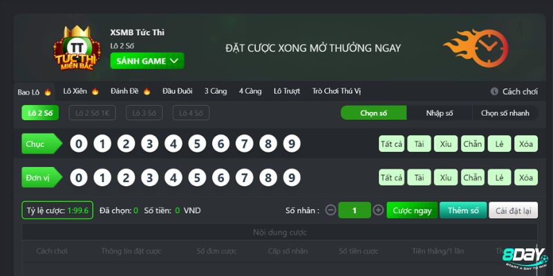 Chơi Xổ số 8Day với nhiều lựa chọn khác nhau